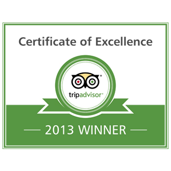2013 Trip Advisor Certificate of Excellence 2013